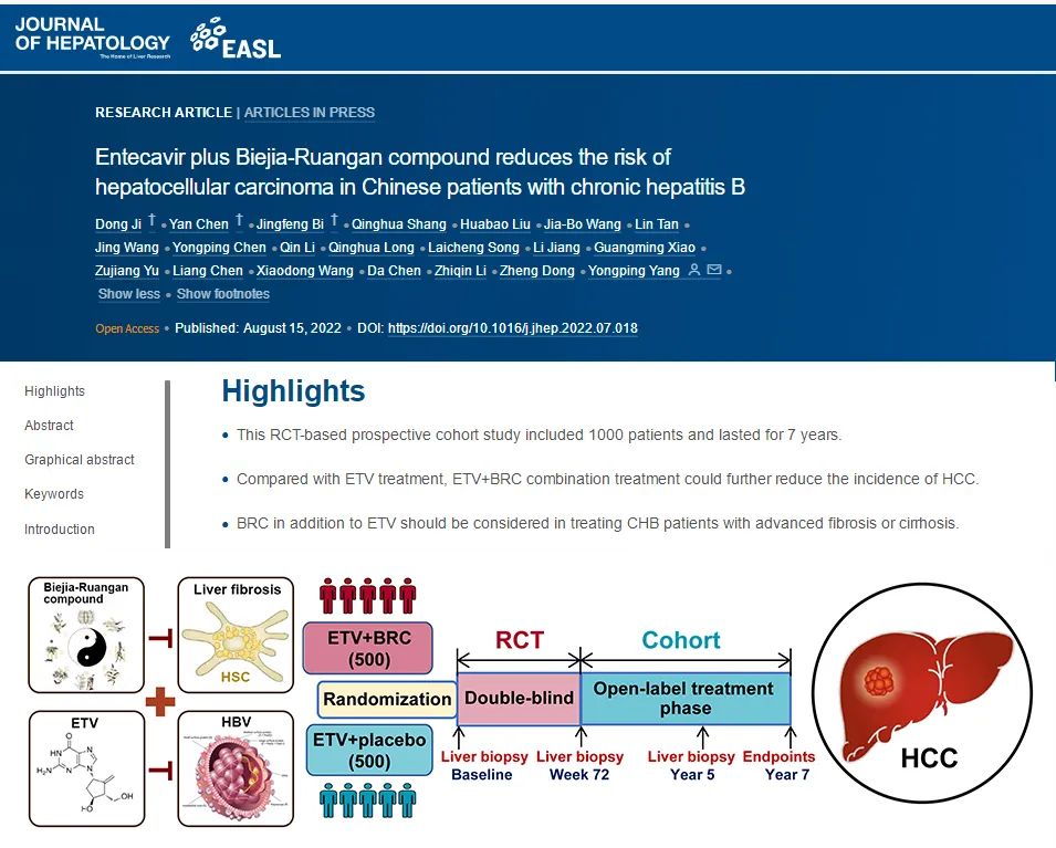 楊永平/紀冬/陳艷團隊：中藥聯合抗病毒高等級循證醫學證據出爐，可顯著降低肝癌發生